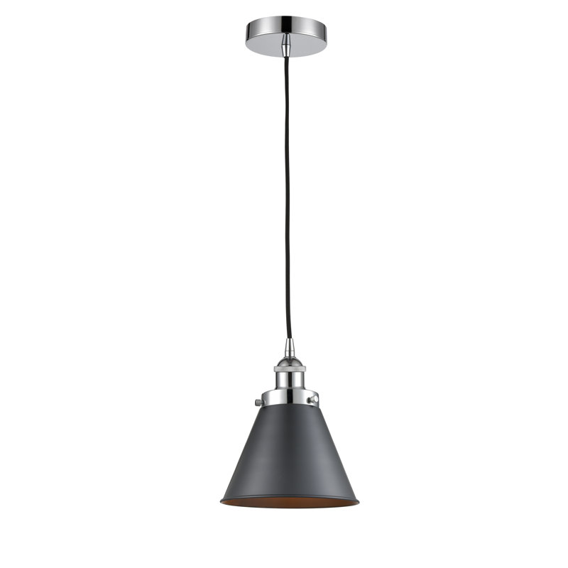 Luminaire suspendu conique à 1 lumière Rouvin, Chrome poli