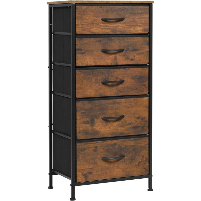 Rikeisha 5 Drawer Storage Drawer, Vintage Brown