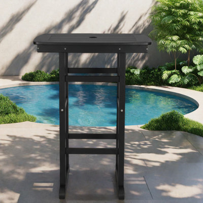 Table de patio en PEHD peu encombrante, noir antique, style bistro moderne pour l'extérieur
