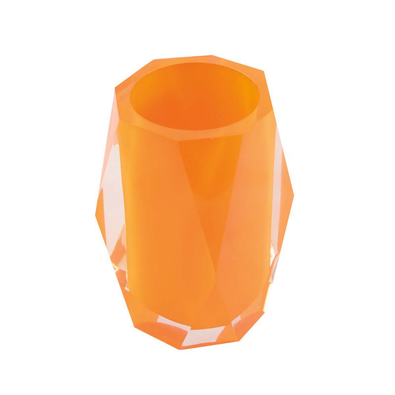 Verre à facettes Sparkles Home | Résine durable | Conception en losange | Couleurs vibrantes | Autoportant, Orange