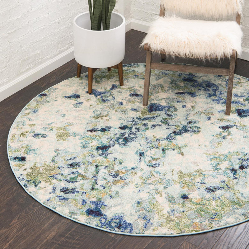 Tapis intérieur bleu clair Hashimoto, Rond 6 pi x 6 pi