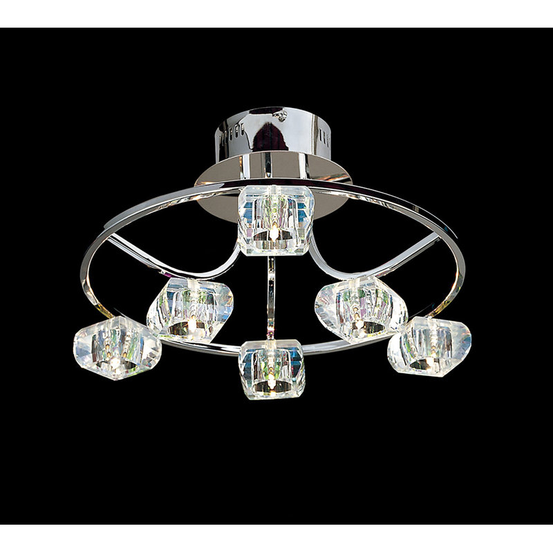 Lombardo Glass Semi Flush Mount, 6 Light