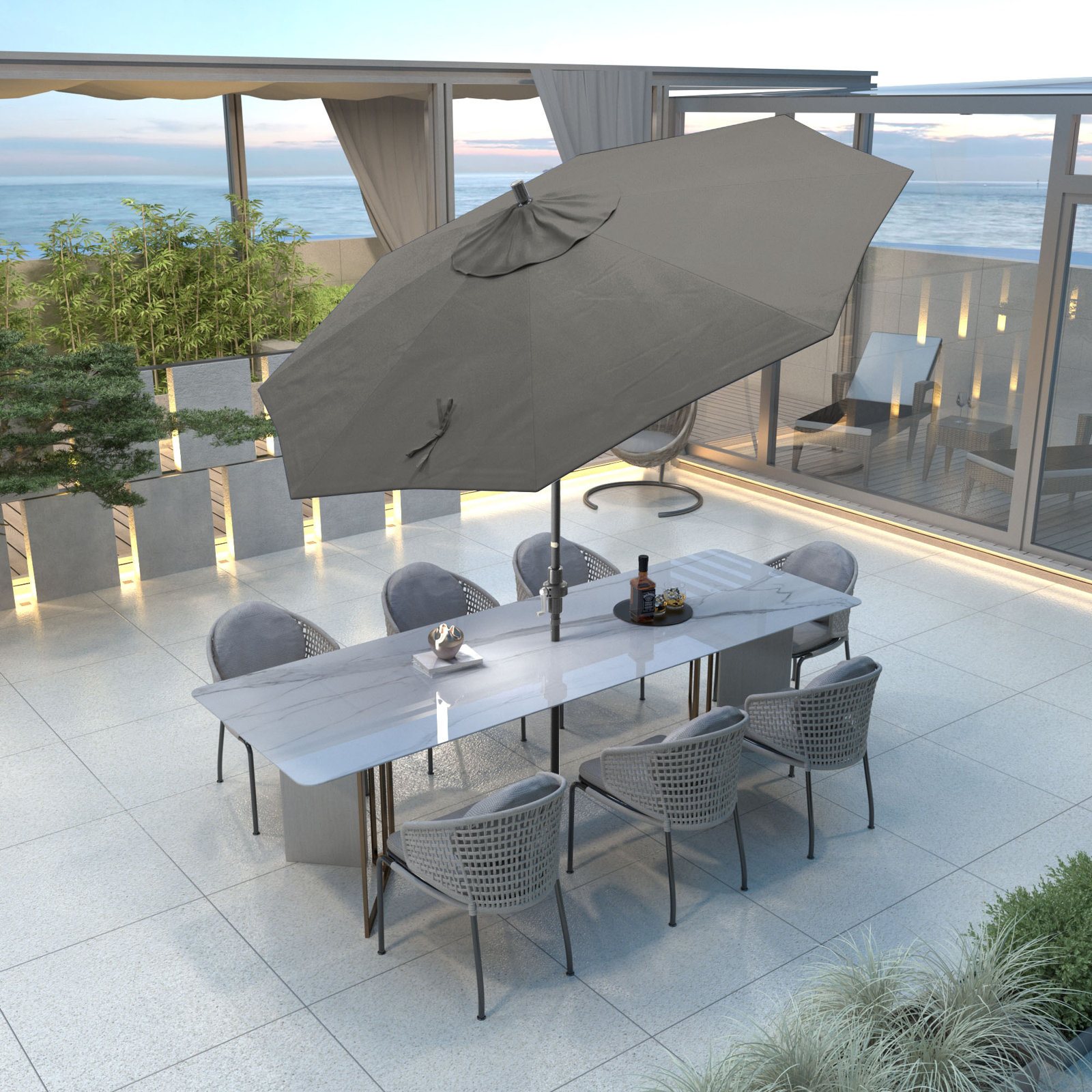 108'' Sunbrella® Outdoor Umbrella, Canvas Charcoal Sunbrella® Canvas