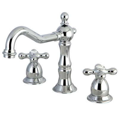 Heritage Big Cross Handle Widespread Bathroom Faucet with Drain Assembly