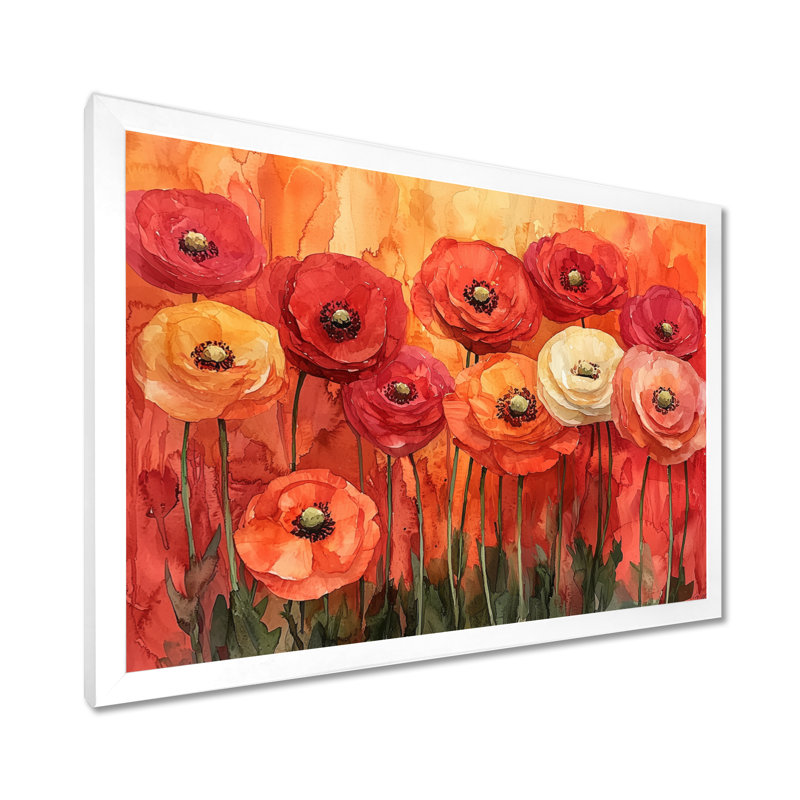 Jaccob - Floral Canvas Wall Decor, Reproduction encadrée d'une seule photo, H 16 po x l 32 po, Blanc