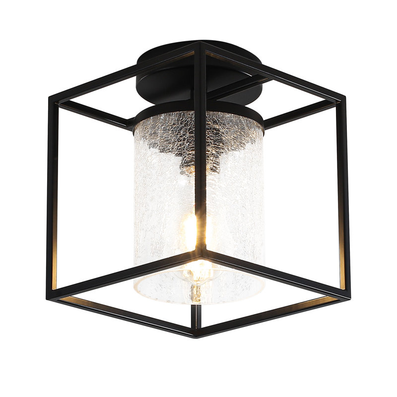 1-light Semi Flush Mount Ceiling Light With Glass Shade, Farmhouse Fixture For Kitchen, Island, Entryway, Porch, Foyer, Dining Room