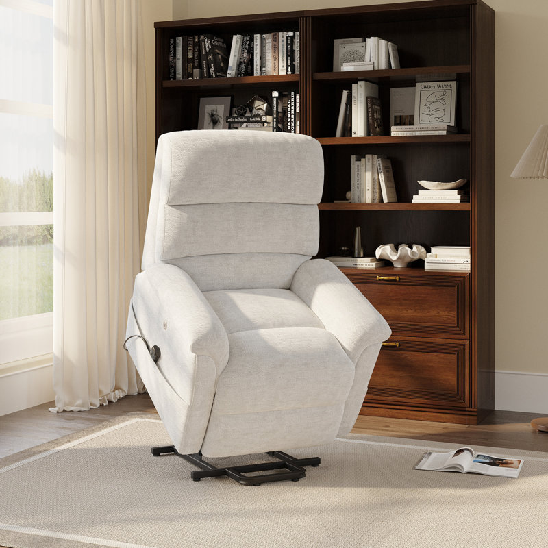 Electric Recliner Chair With Dual Motors, Vibration Massage, Heating, Assisted Lift, 270° Swivel, USB & Type-C Charging, Storage Pockets