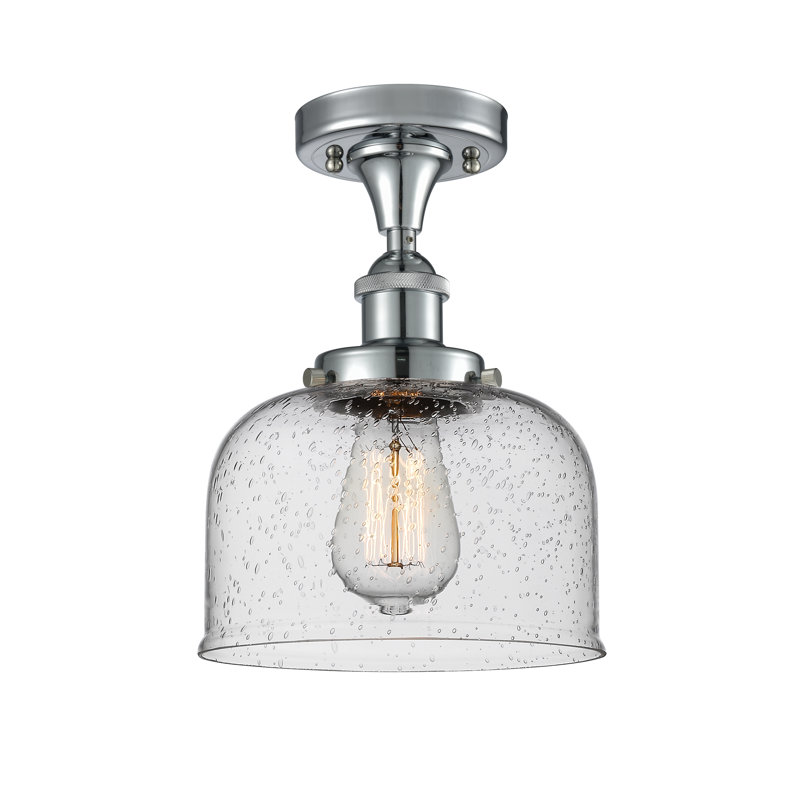 Plafonnier semi-encastré 1 lumière 8 po, Granuleux, Ampoule non incluse, Chrome poli