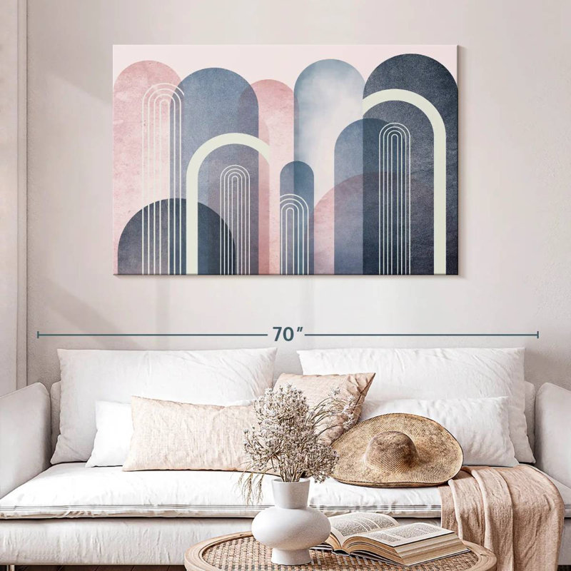 Avery Mid-Century Arches Blush marine, H 32 po x l 48 po