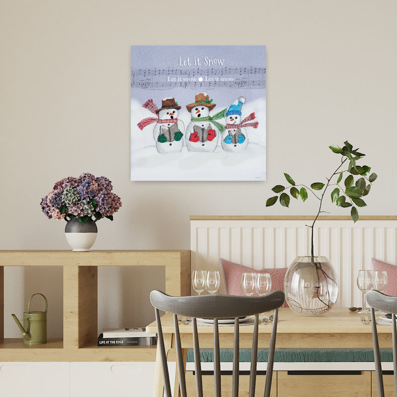 Art contemporain «Let It Snow Snowmen with Winter Snowmen» contemporain, H 18 po x l 18 po