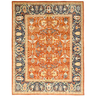 Tapis oriental tribal orange 9 x 12 One-of-a-Kind