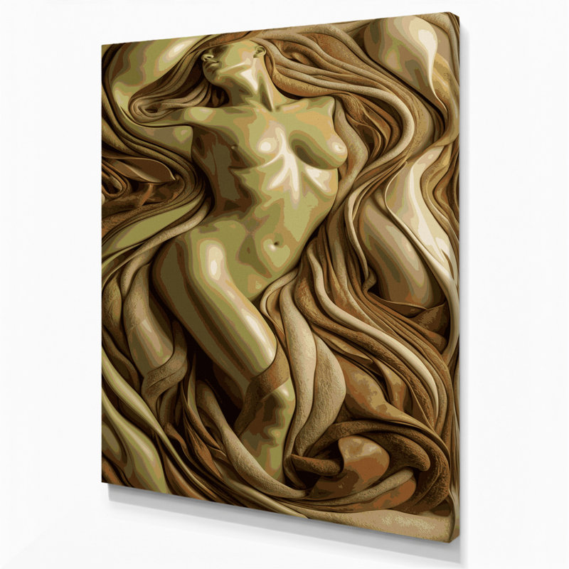 Abstrait art figuratif sur toile brun 52, H 10 po x l 8 po
