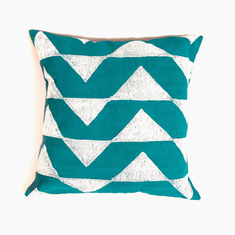 Housse de coussin Triangles, Sarcelle