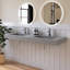 Lavabo de salle de bain mural double 59 po Medunjess, surface solide grise, double lavabo mural-110982233-98387776