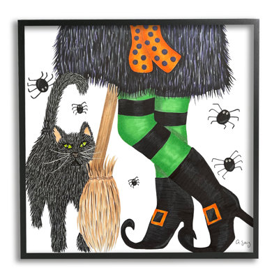 " Witch Broom Halloween Black Cat " by Ale Saiz Studio
