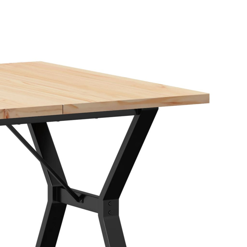 vidaXL Dining Table Y-Frame Solid Wood Pine and Steel, 75.5cm H x 90cm L x 90cm W, Brown, white and pink
