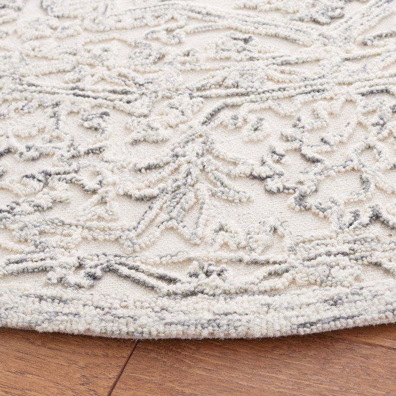 Ivory and Charcoal Hand Tufted Wool Area Rug