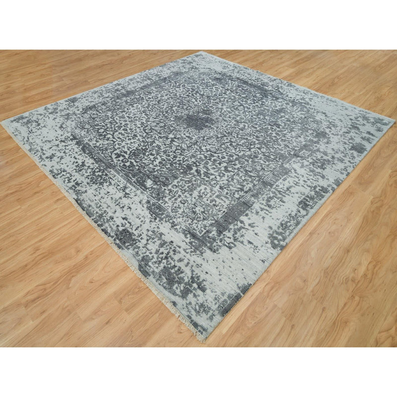 Tapis unique gris 10 pi x 10 pi Saraye