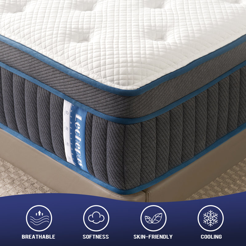 Lechepus 14Inch Plush Memory Foam Innerspring Mattress, King