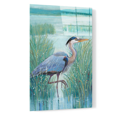 «Wetland Heron I» par Tim O'Toole, art mural en verre acrylique