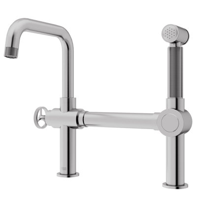 Cass 13 in. H Single-Handle High-Arc Widespread Bridge Kitchen Faucet with Pull-Out Side Sprayer