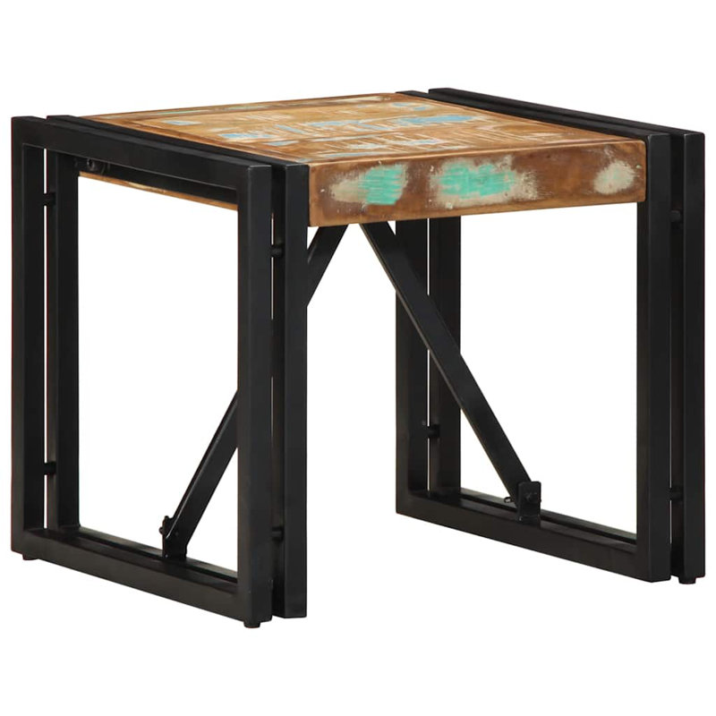 Coffee Table Solid Wood Acacia, 35cm H x 40cm W x 40cm D, Multicolour