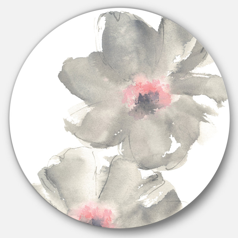 « shabby gris rosé cosmo i », reproduction d’art sur cercle métallique, H 11 po x l 11 po