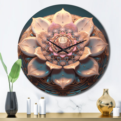 Horloge murale exquise en or rose Lotus Mandala VI