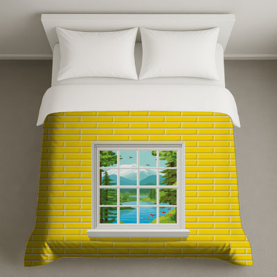 Housses de couette murales en brique jaune