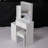 Maestri Small Space Left Bedside Cabinet Vanity Table + Cushioned Stool, Extra Large Right sliding mirror-1063024434