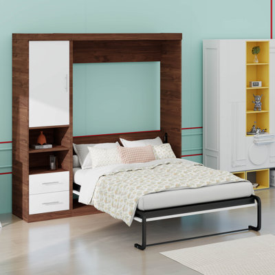 Full Size Murphy Wall Bed With Built-In Cabinet – Space-Saving Fold Bed For Compact Living