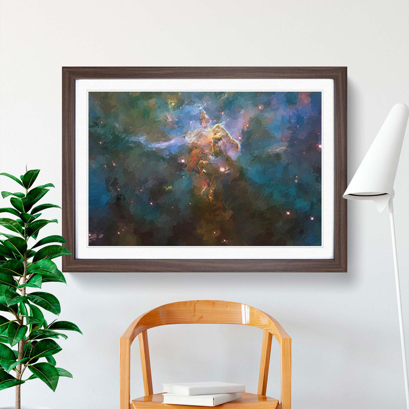 Out of Space Vol.8 in Abstract - Picture Frame Graphic Art Print, 27cm H x 36cm W x 2cm D, Walnut Framed