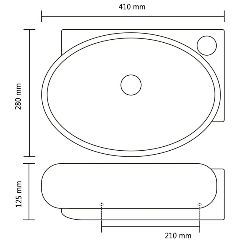 Belfry Bathroom Fornah 280mm W Ceramic Oval Sink with Overflow, Black