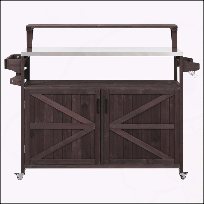 Versatile Outdoor Kitchen Island with Premium Materials and Multiple Storage Options, Brown