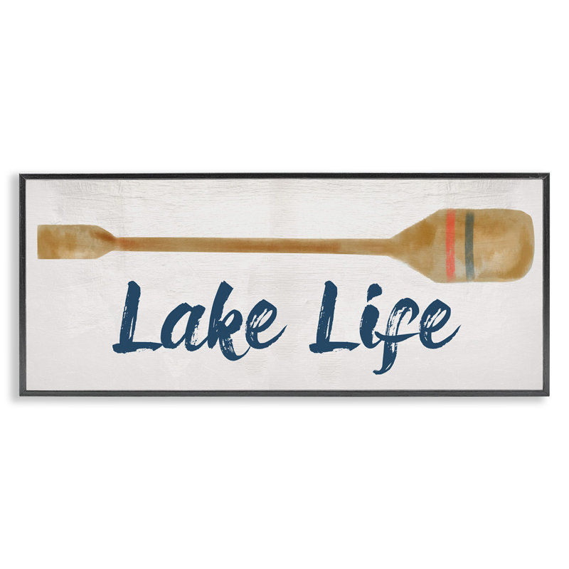 «Lake Life Boat Oar» par Lil 'Rue, H 10 po x l 24 po x P 1,5 po, Giclée encadrée noir minuit