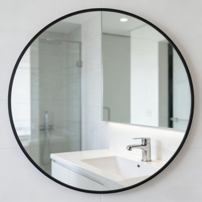 Miroir de salle de bain 28 po, Noir, 28 po x 28 po