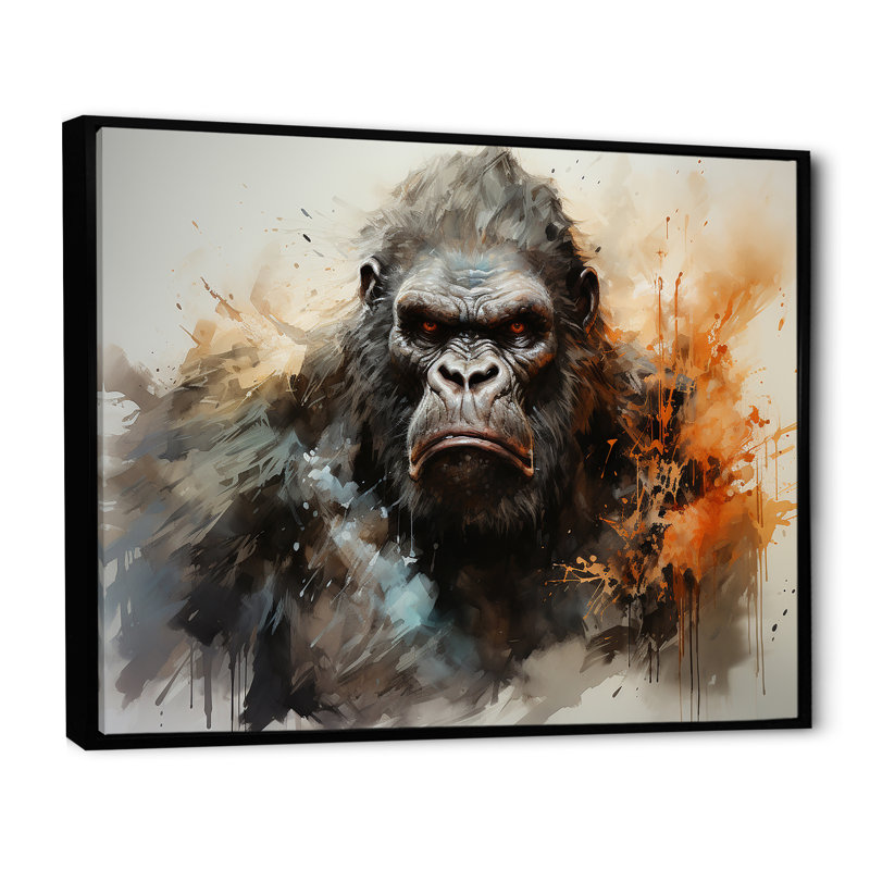 «Black Gorilla Goliath», reproduction d'art sur toile, Cadre flottant noir, H 12 po x l 20 po