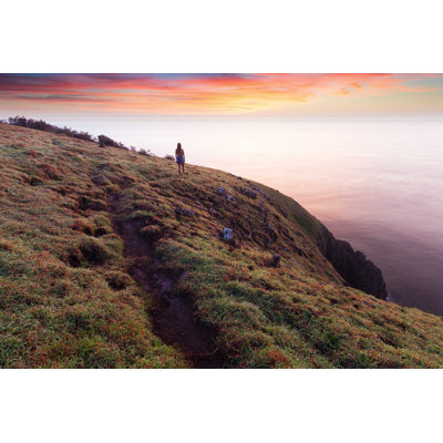 Girl Silhouetted at Sunrise - Wrapped Canvas Photograph -  Ebern Designs, 64F8F7BDD60E4FC09480D5B642FC2B99