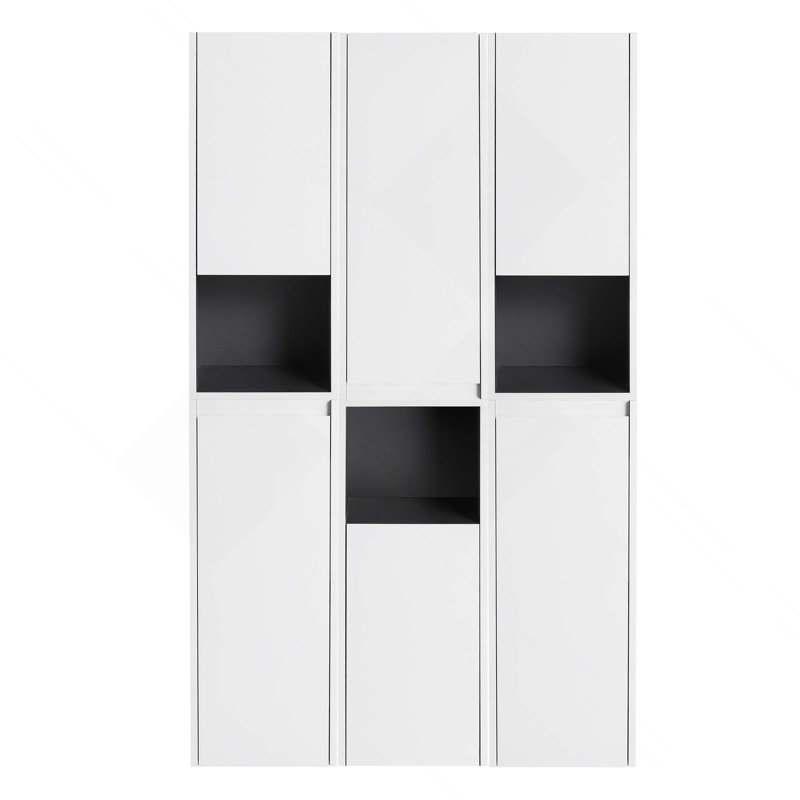 12-Inch Bathroom Float Mounting Side Cabinet With 6-Soft Close Doors & 3 Open Storage