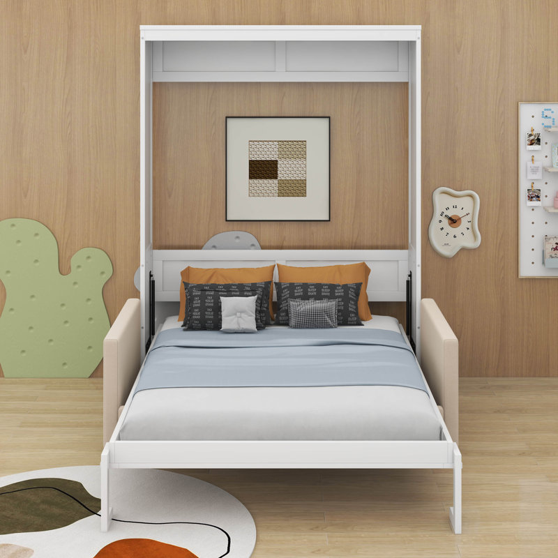 Grand lit escamotable avec coussin, Blanc