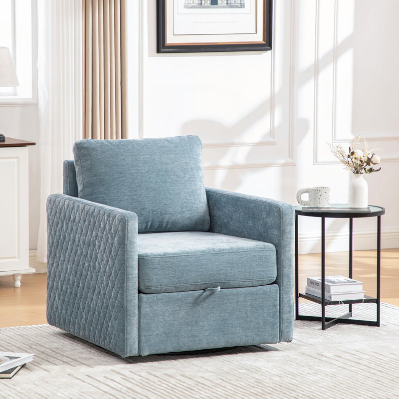 Fauteuil pivotant l 29,5 po avec rangement dissimulé, Bleu