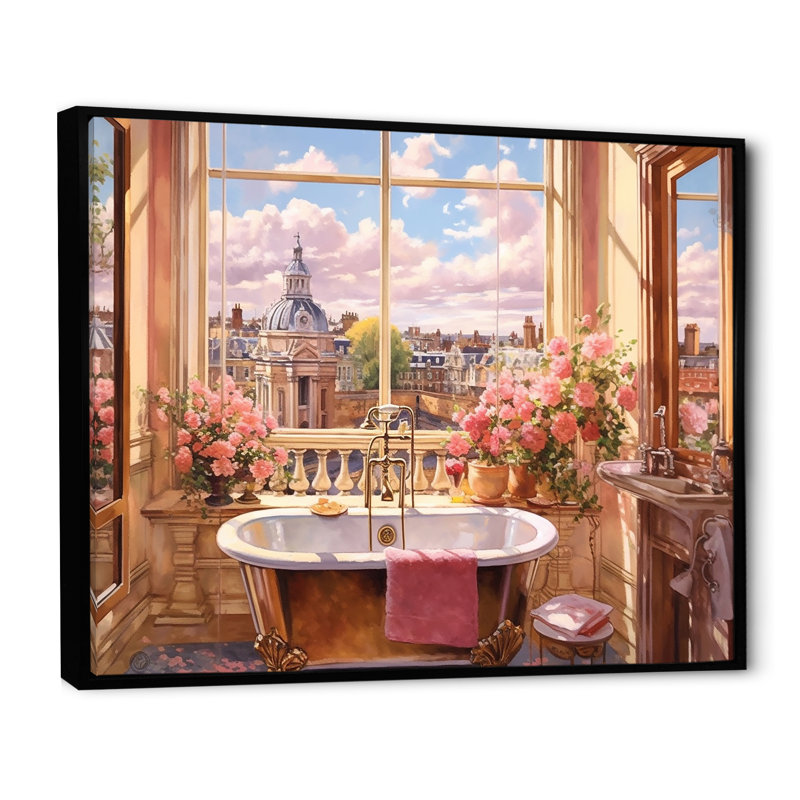 Vue élégante de la baignoire London, Cadre flottant noir, H 24 po x l 32 po x P 1 po