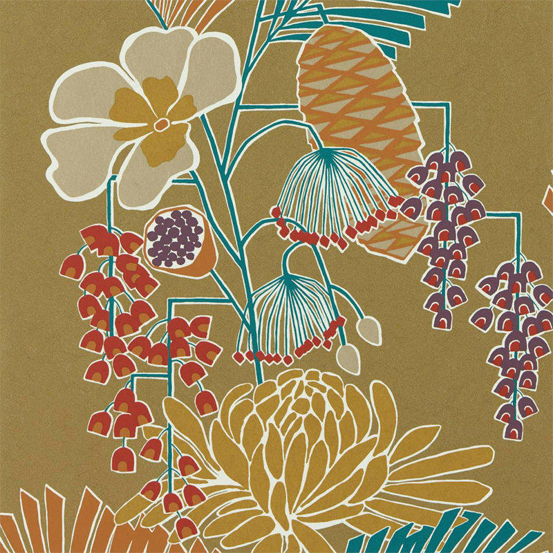Salon 10.05m x 52cm Wallpaper Roll, Gold / Russett / Atlantic