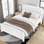 Lit plateforme double avec lattes de soutien, structure de lit plateforme en bois massif d'une capacité de 450 lb, lit minimaliste sans assemblage requis-291305024-291305025