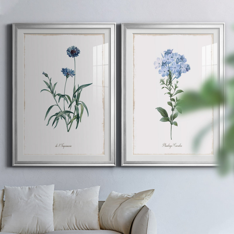 Bleu impérial - ensemble de 2 impressions, Blanc, H 26,5 po x l 73 po x P 1,5 po, Papier avec cadre argenté