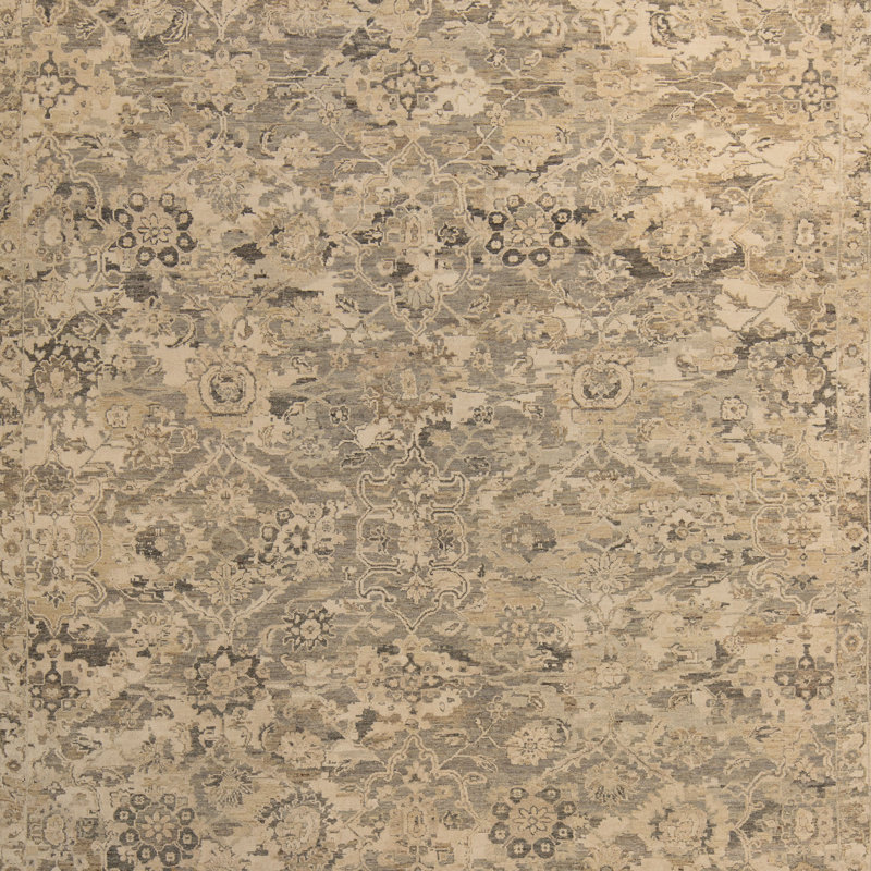 Gray Contemporary Silk Wool Blend Rug
