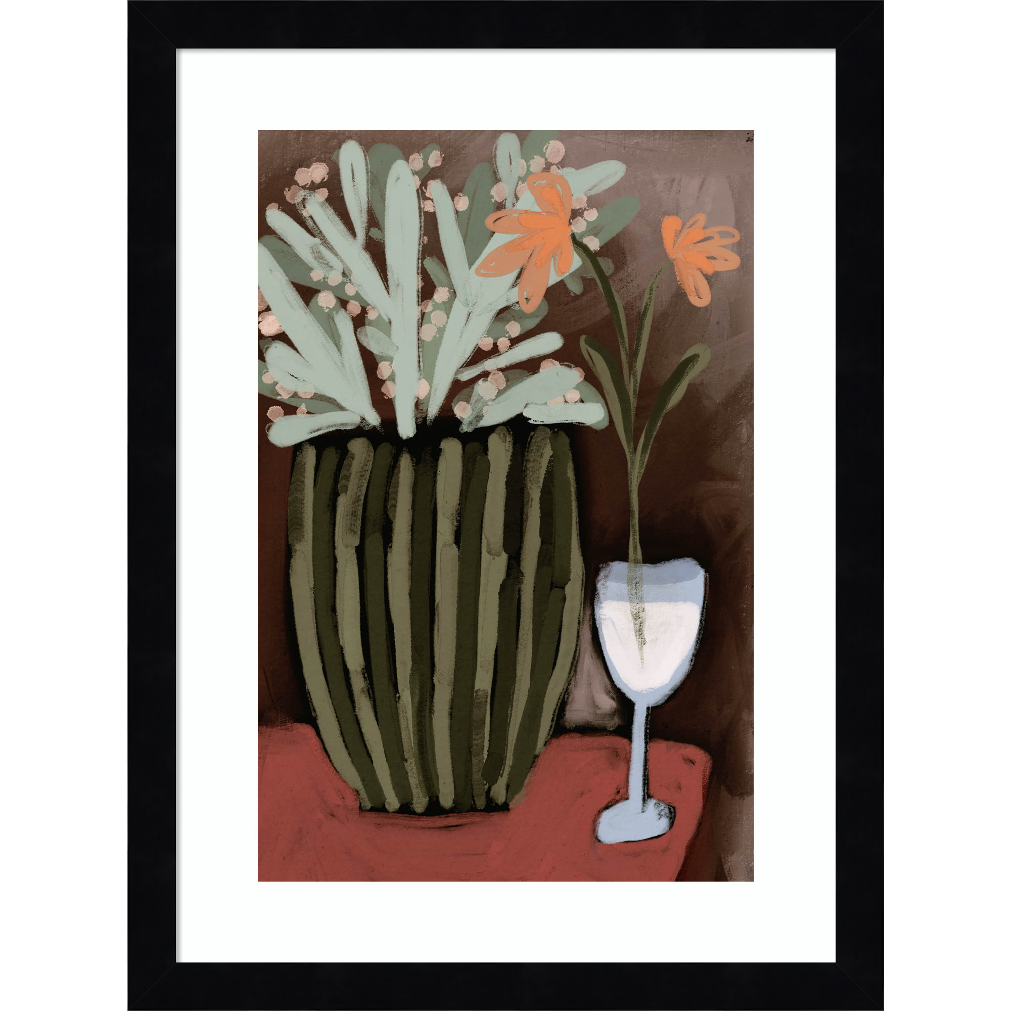 Floral Still Life No 4 by Treechild Wood Framed Wall Art Print, 17" H x 13" W, Black