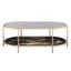 Table basse chic en marbre noir avec support en métal et tablette de rangement