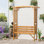 Banc de jardin en forme de tonnelle avec pergola et 2 treillis, banc d'extérieur / de patio en bois naturel à 3 places pour vignes et plantes grimpantes, décoration de jardin