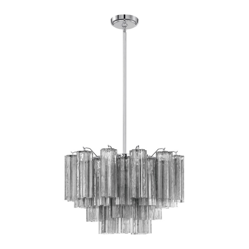 Arras Dimmable Tiered Chandelier, Polished Chrome, Black, 14.25" H x 22" W x 22" D